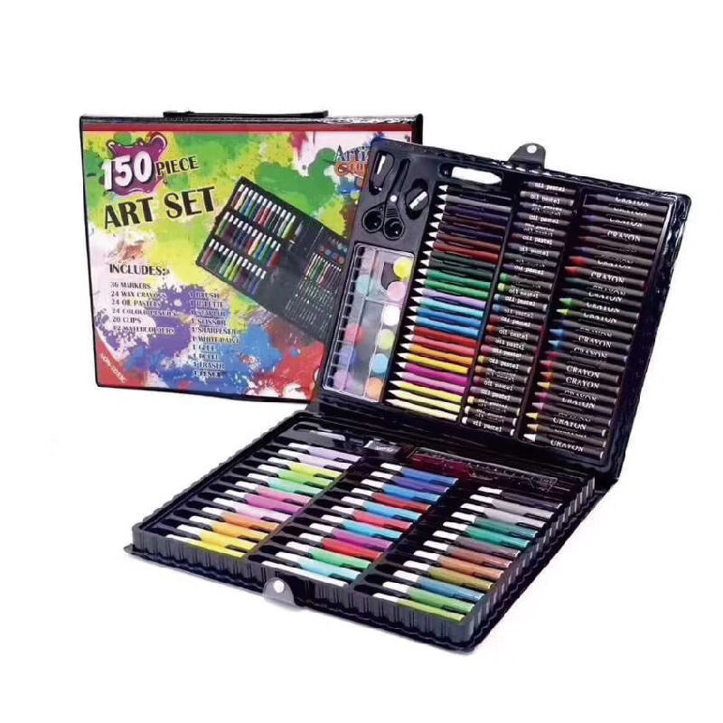 150件画画水彩笔学习用品可水洗幼儿园儿童学生绘画彩色笔套装 150件套画笔套装(黑色)