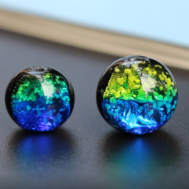 美芙仁星空手工琉璃珠夜光珠子圆珠蓝绿色diy饰品手链项链串珠材料