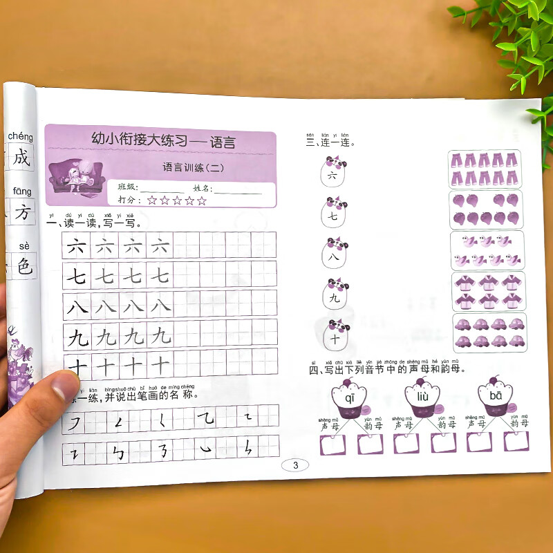 幼小衔接学前语言试卷测试卷 幼儿园语文练习题 儿童中班大班学前班