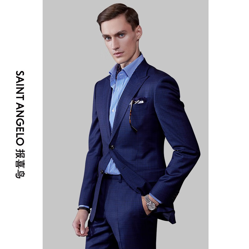 新款西装男士修身商务休闲正装西服套装男外套量身定做 款式仅供参考