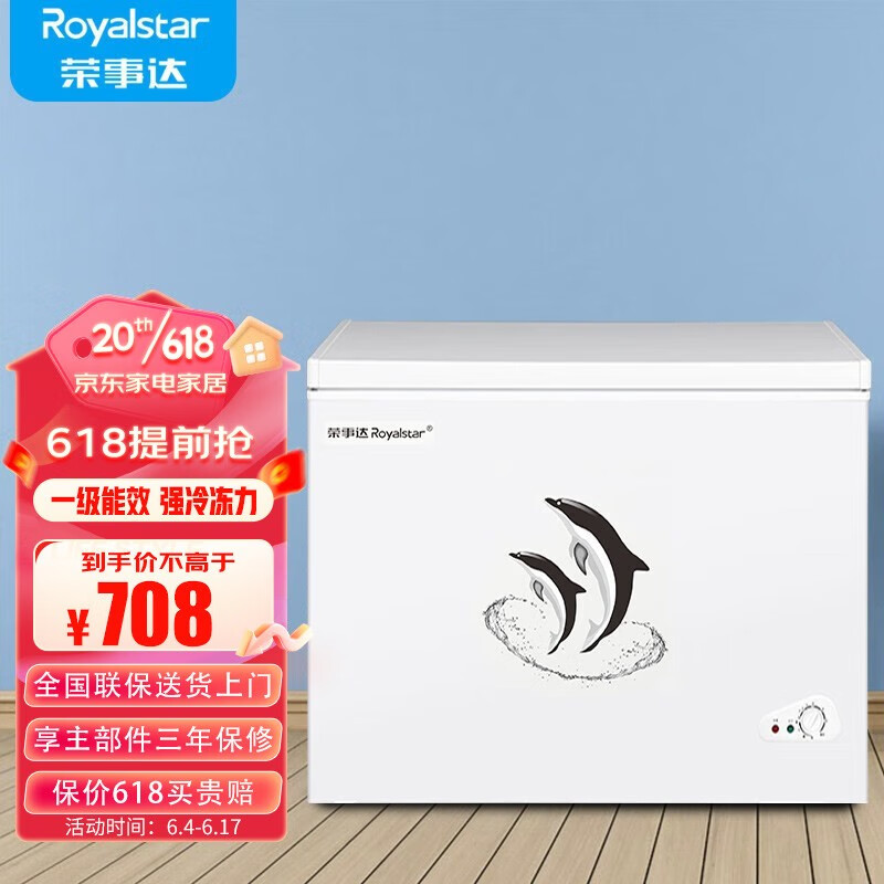 荣事达（Royalstar） 家用商用大冰柜 大容量冷柜 冷藏冷冻转换柜单温顶开门雪糕柜节能省电 228升 【省电款 一级能耗】