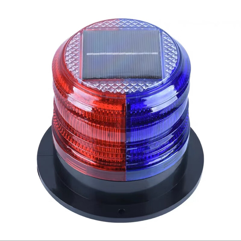 红蓝壳礠吸(红蓝闪烁)太阳能充电款闪光灯夜间警示灯led爆闪灯车载