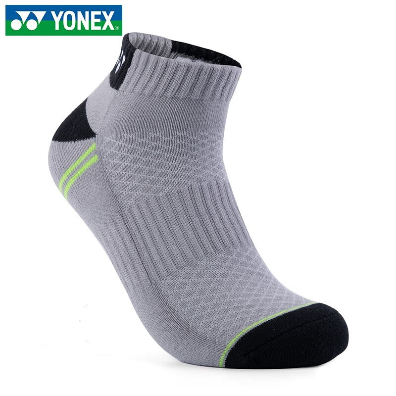 尤尼克斯(YONEX)袜子男款羽毛球袜运动袜单双装毛巾底袜休闲短筒袜单双装 2131 灰色 均码