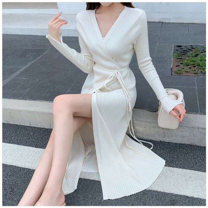 新品女性可插入性感心机女免脱单深v连衣款裙情侣户外方便约会神 杏色