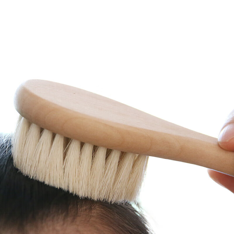 丰丰彐心天然山羊毛新生儿梳子发梳宝宝梳子柔软按摩头皮刷子 摩头皮