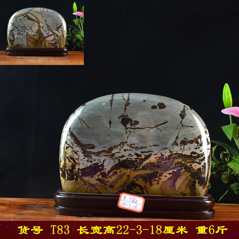 聪蝶石头草花石奇石原石桌面摆件国画石原石头画面石观赏石景观石