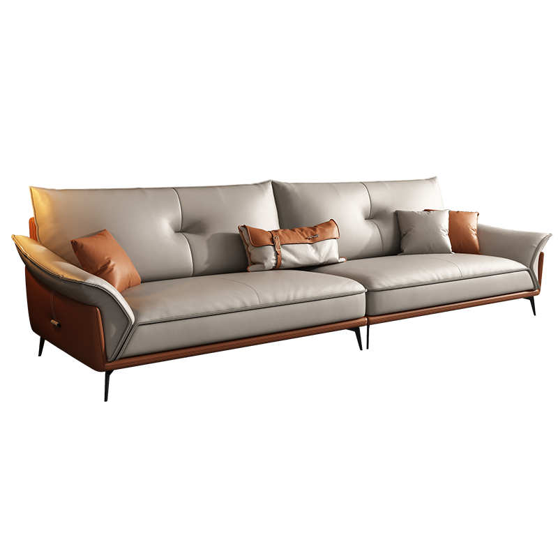 【七夕礼遇季】简奢表情 真皮沙发小户型北欧现代简约客厅直排三人位四头层牛皮纳帕 纳米生态科技皮 1.9米 大双人位 七天无理由退换货