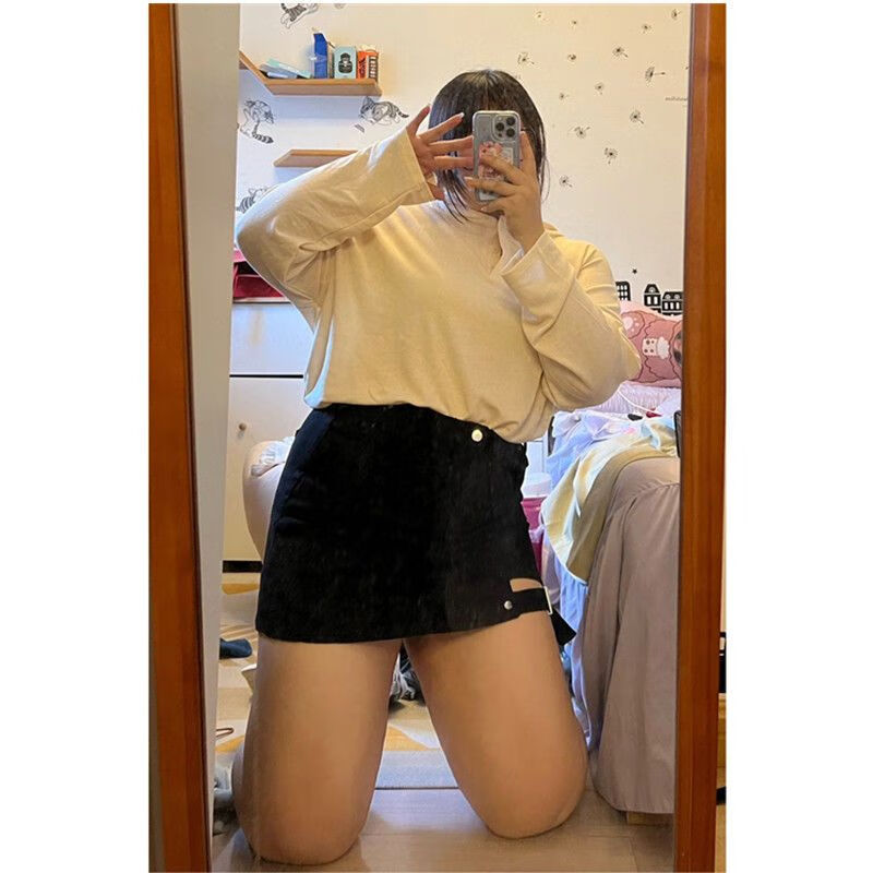 加肥加大2-300斤特大码甜辣妹弹力牛仔半 黑色 2xl 建议【130-160斤】