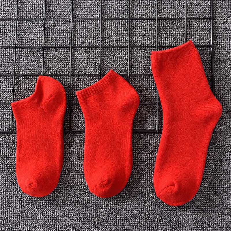 元点元创加厚红色袜子男女情侣棉袜本命年中筒袜毛圈毛毛绒袜秋冬季