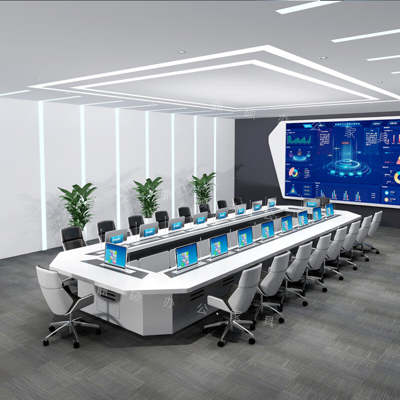 莎庭现代简约烤漆会议桌无纸化会议升降屏长桌条桌 烤漆会议桌(每米)