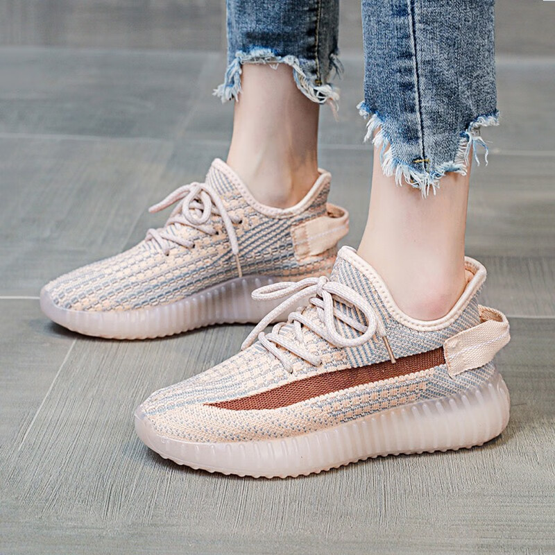 零度闽立发范思哲轻奢女鞋椰子鞋女2024新款网面鞋透气飞织休闲鞋跑步