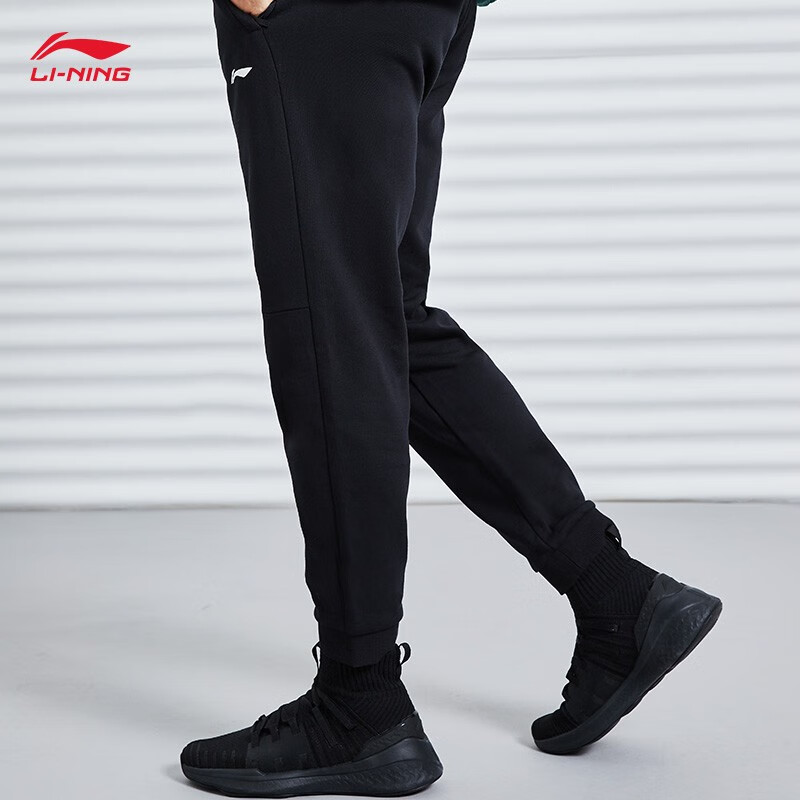 李宁运动裤子男裤冬季加绒保暖长卫裤男裤健身训练跑步收口舒适棉质