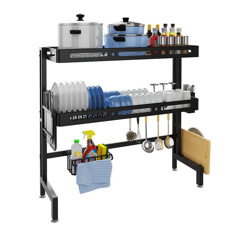 家佰利厨房置物架碗架沥水架水槽置物架台面碗碟架洗碗池放置晾碗架碗筷收纳厨房用品大全 【单层75cm】特厚沥水架+挂钩*810047377570945