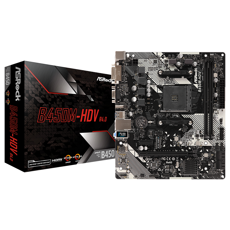 棨ASRockB450M-HDV R4.0 ֧CPU 5700X3D/5700X/5600AMD B450/AM4 Socket377.11Ԫ