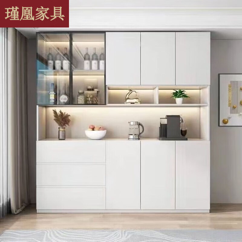 缦宛木餐边柜酒柜一体壁柜落地靠墙现代简约家用客厅储物柜高柜收纳柜