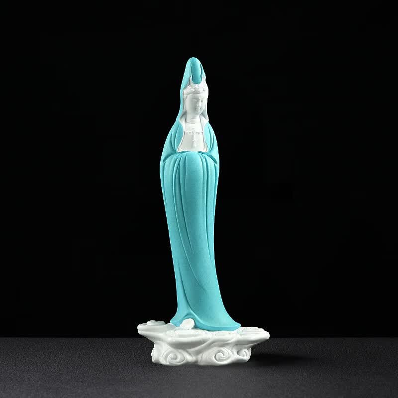 紫云清德化陶瓷 自在观音 祥云观音 站立 白瓷家居摆件 客厅禅意工艺