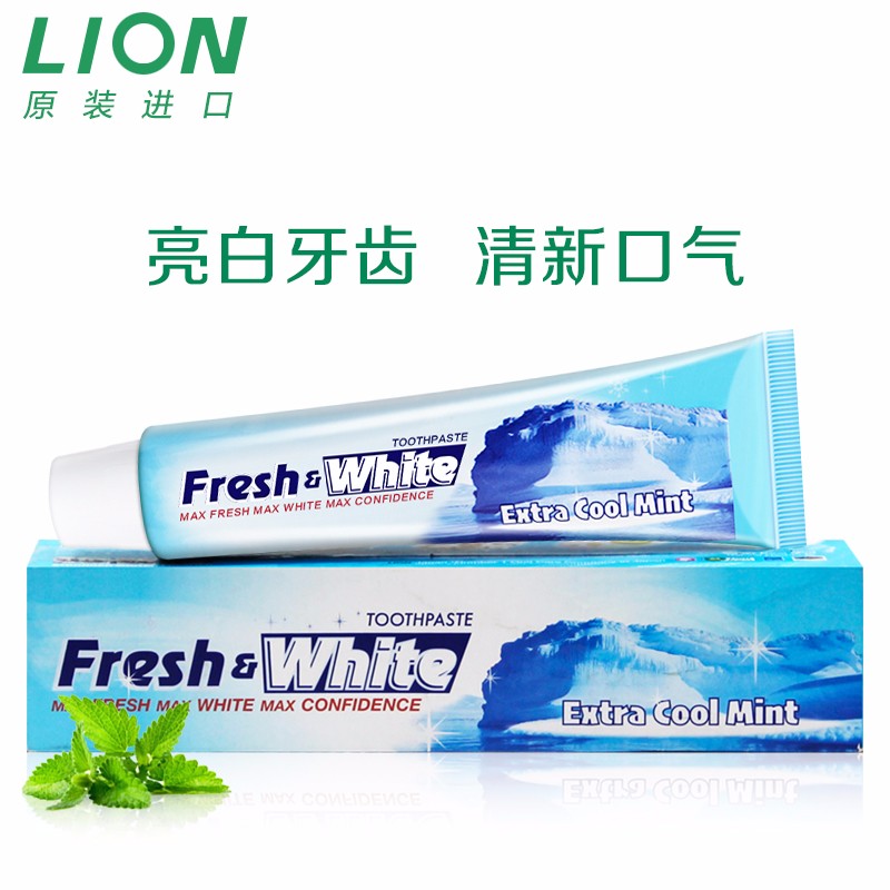 日本LION White亮白牙膏（冰凉薄荷）清新口气脱渍护龈160g（泰国原产进口）