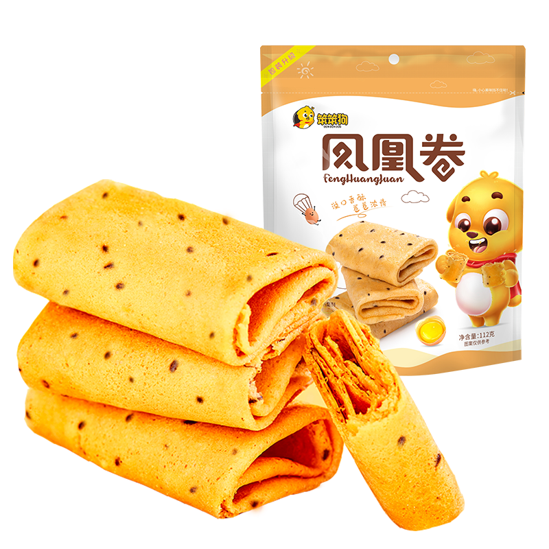 “笨笨狗”品牌凤凰卷手工蛋卷鸡蛋卷早餐饼干糕点点心办公室休闲零食小吃大礼包|历史饼干膨化价格走势图