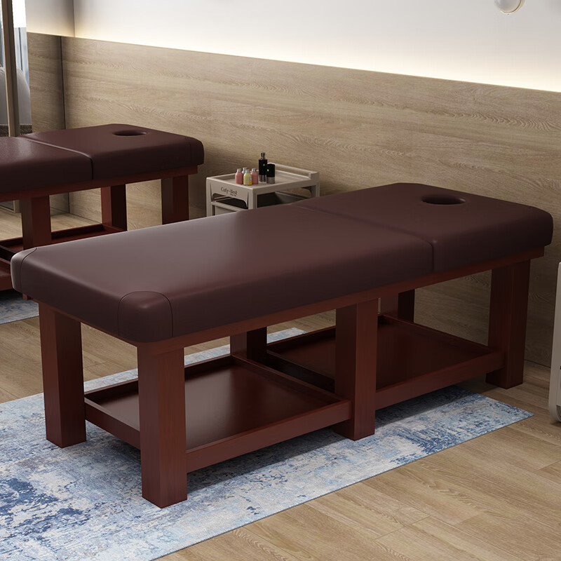 萌海豚 实木美容床美容院专用多功能按摩床推拿理疗床艾灸采耳带洞家用木 棕色皮革190*80 升级(实木六腿)怎么样,好用不?