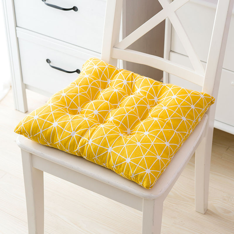 棉麻坐垫加厚垫子白条绑带椅垫室女