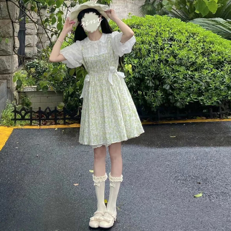 古维慕青少女裙子夏季女学生简约清新12女大童碎花连衣裙夏13初中15
