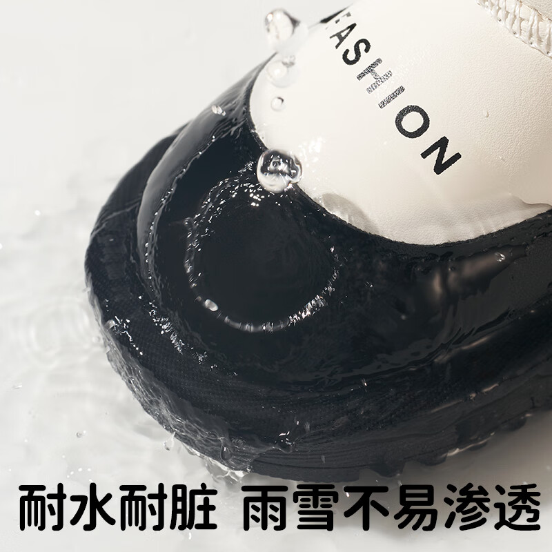 欧孕（OUYUN）儿童雪地靴男女童冬季新款防水防滑加绒加厚宝宝保暖棉鞋 白色 23 内长15cm适合脚长13.6-14cm