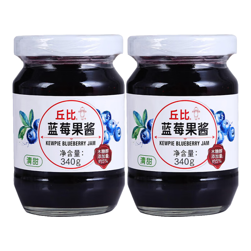 丘比（KEWPIE）果醬 早餐面包吐司醬 冰淇淋奶茶酸奶伴侶 藍莓醬340g*2瓶