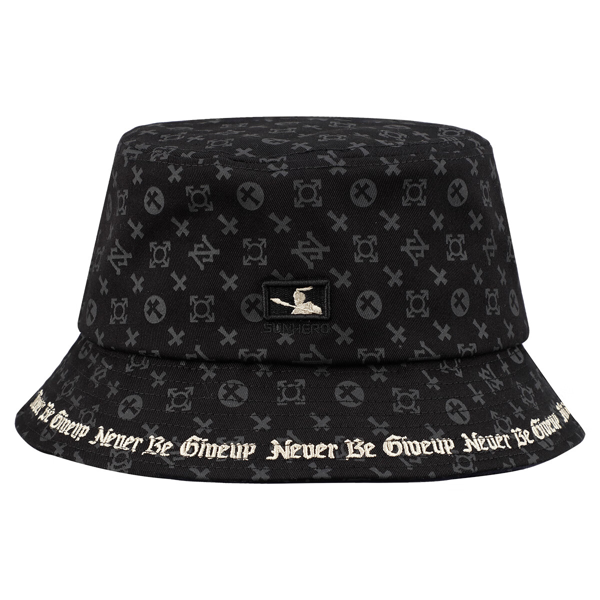 sunhero个性潮牌原创渔夫帽印花款字母边绣帽檐刺绣渔夫帽盆帽明星款街头 字母边绣渔夫帽 XL （59-61cm）[仅适大头男]