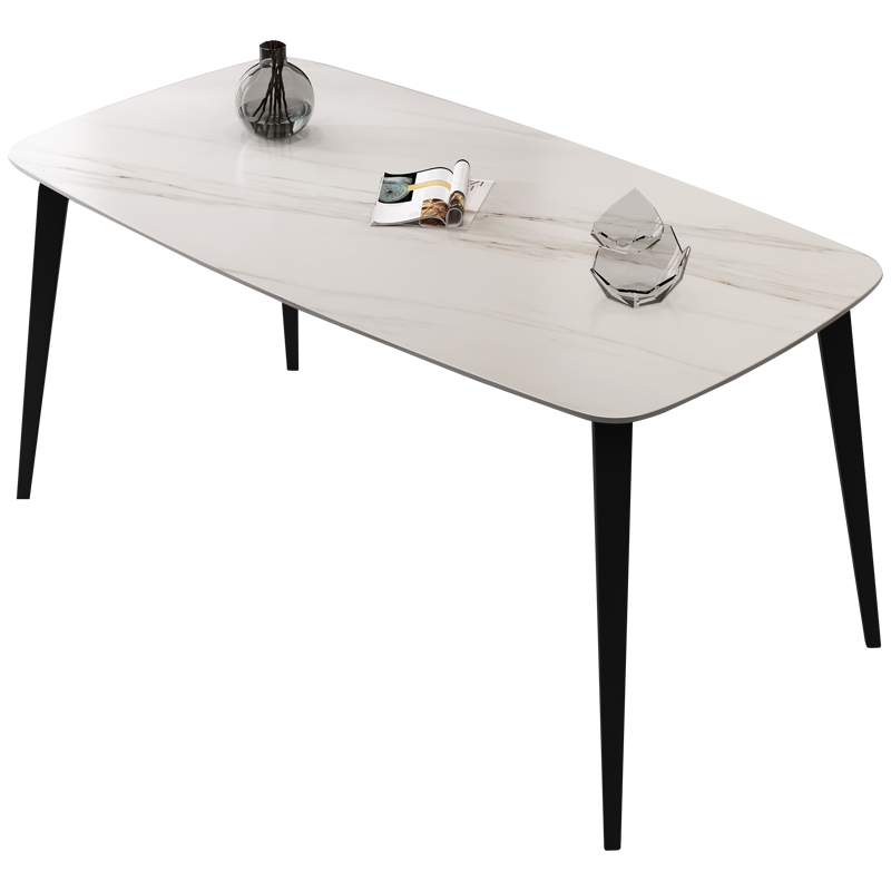 特伦顿现代极简进口岩板餐桌椅组合北欧网红简约现代小户型家用餐厅饭桌 白色岩板餐桌1.4米