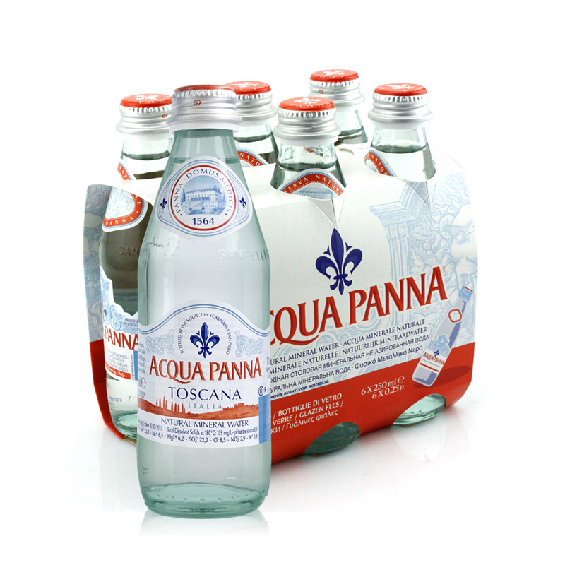 意大利 panna 普娜 天然弱碱性进口矿泉水 250ml*24瓶 整箱 玻璃瓶装