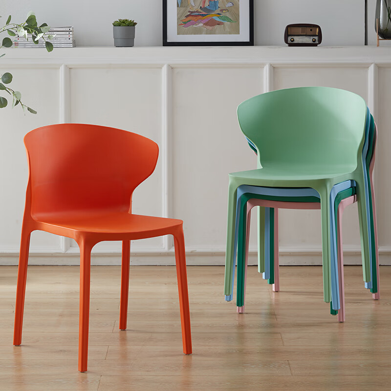 纪耀家用餐桌椅现代简约餐椅北欧家用椅子网红塑料休闲椅加厚成人靠背