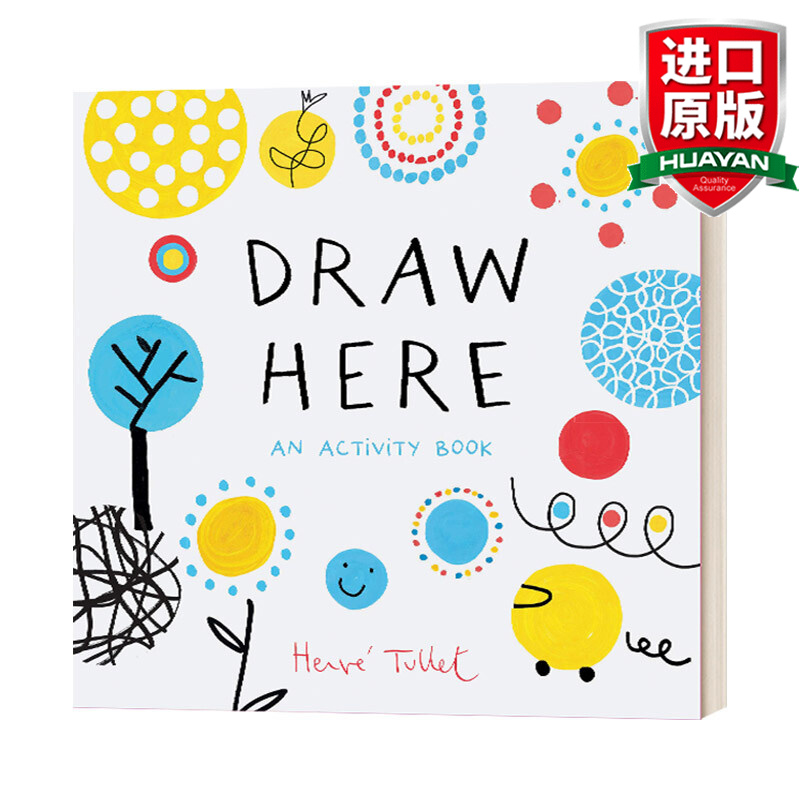draw here 英文原版绘本 画在这里 一本活动书 儿童艺术启蒙 英文版