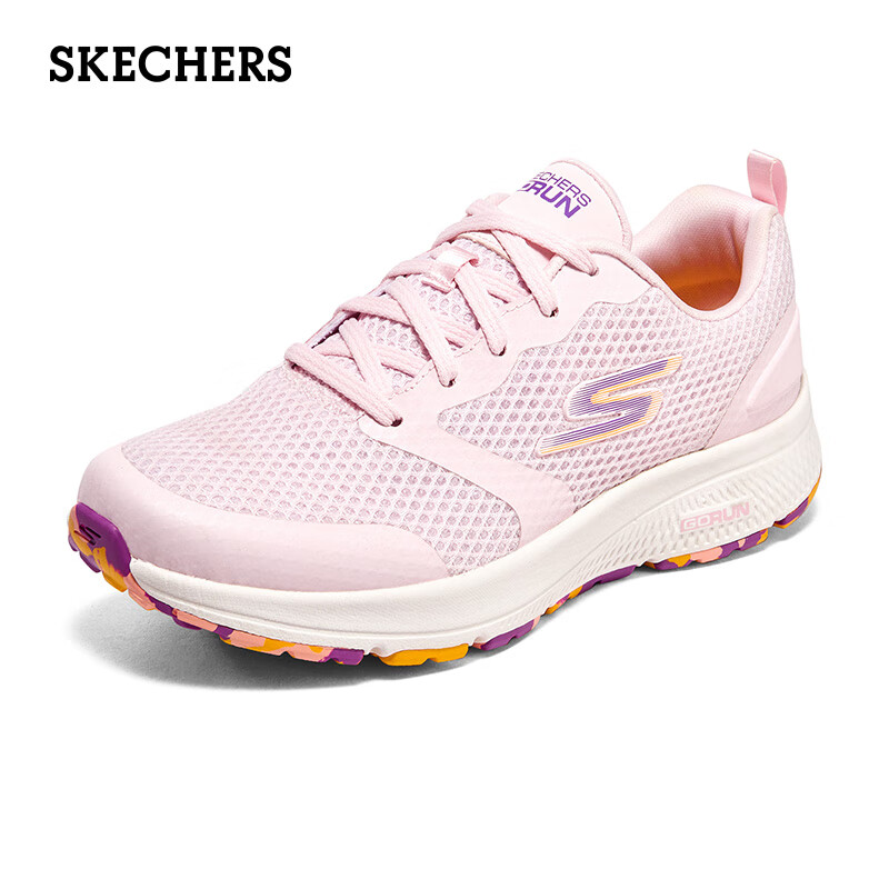 斯凯奇女款2023春夏季缓震透气休闲运动鞋128292 粉色/紫色/pkpr 39