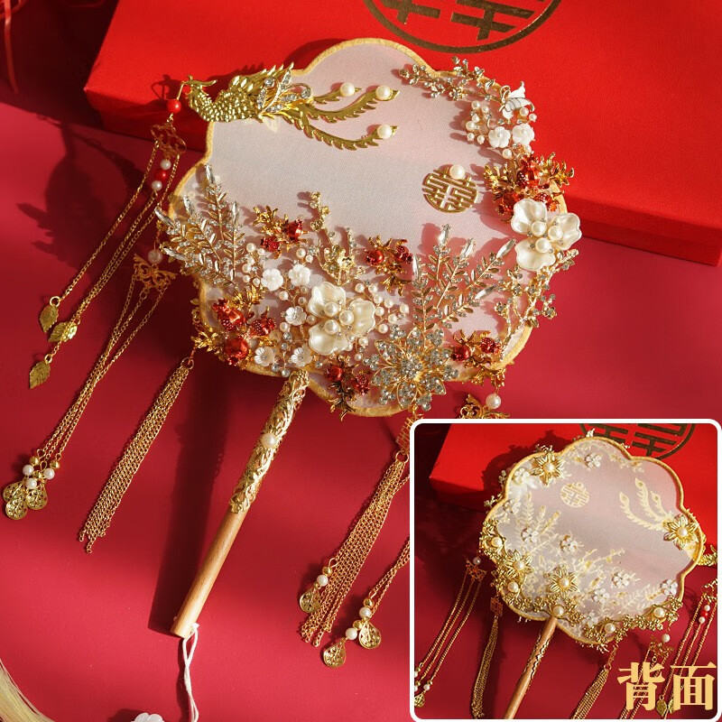 新娘婚礼出嫁喜闺蜜结婚礼物送新人团扇diy材料包 凤凰于飞【07款】