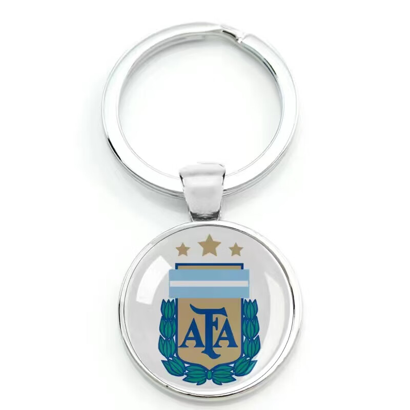 足球队钥匙扣巴塞罗那尤文图斯队徽标志钥匙圈世界杯球迷礼品 阿根廷