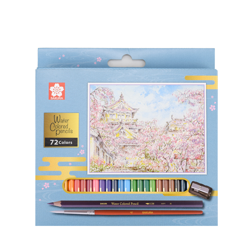 日本樱花(SAKURA) 72色水溶性彩铅笔纸盒套装 彩铅涂色填色绘画笔学生文具 XWPY72K