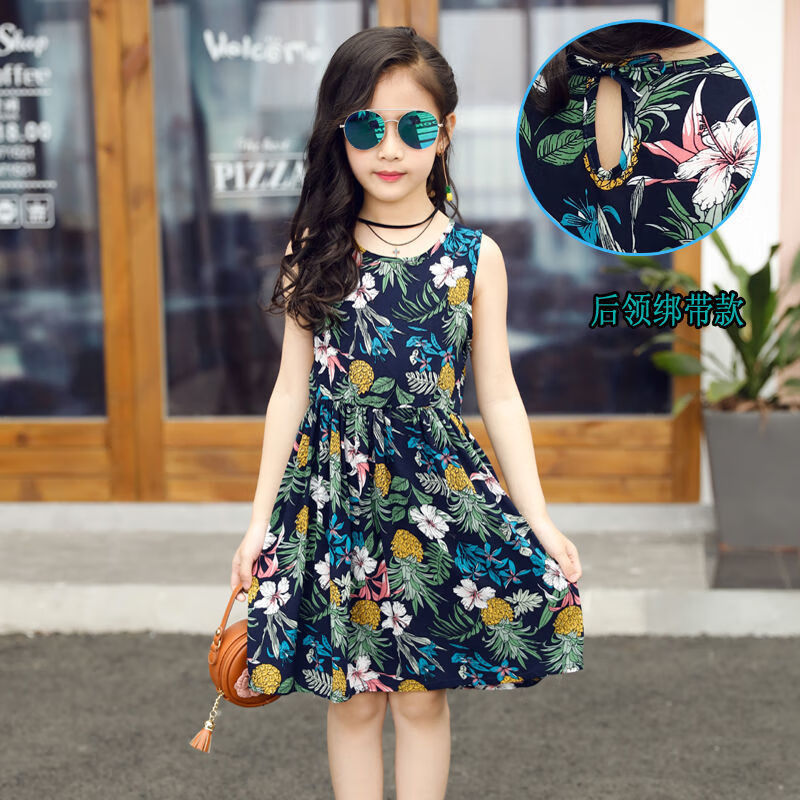 深蓝底菠萝花 90 适合身(高)(70-80cm)