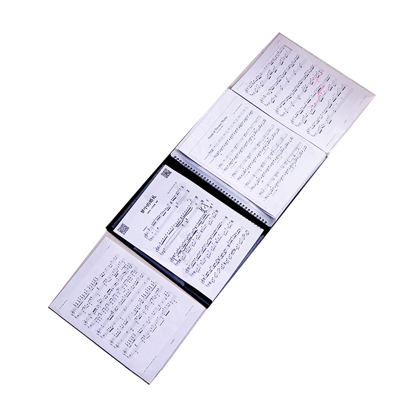 爱琴乐随意标注超大容量可修改钢琴乐谱夹曲谱夹琴谱夹A4吉他谱正反两面 A3前两页可展开四面【装30张】