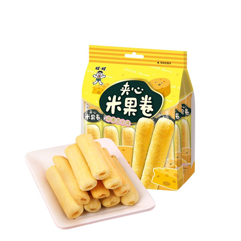 旺旺 夹心米果卷 芝士味 180g 零食 膨化食品 饼干糕点