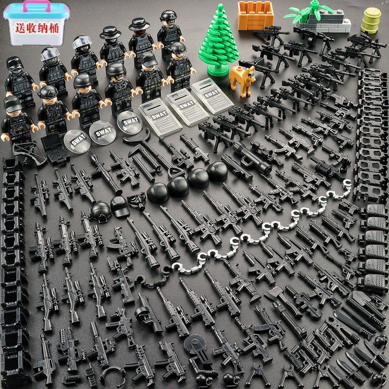 积木军事小人仔特种兵警察武装部队儿童力男孩子玩具 先锋特警战队