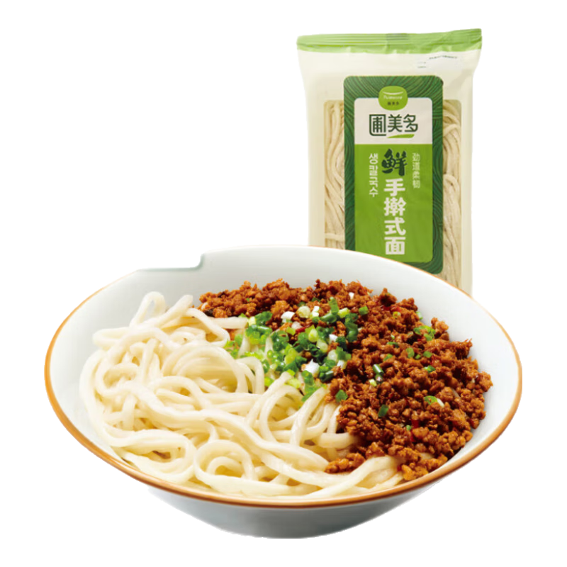圃美多手搟面條300g*1袋   早餐火鍋方便食材 炸醬面拉面掛面涼拌面