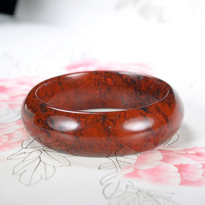 锦鼎a货新疆天然玉石 玉镯子红伊丁石陨石镯子 睡眠手镯 精品红伊丁52