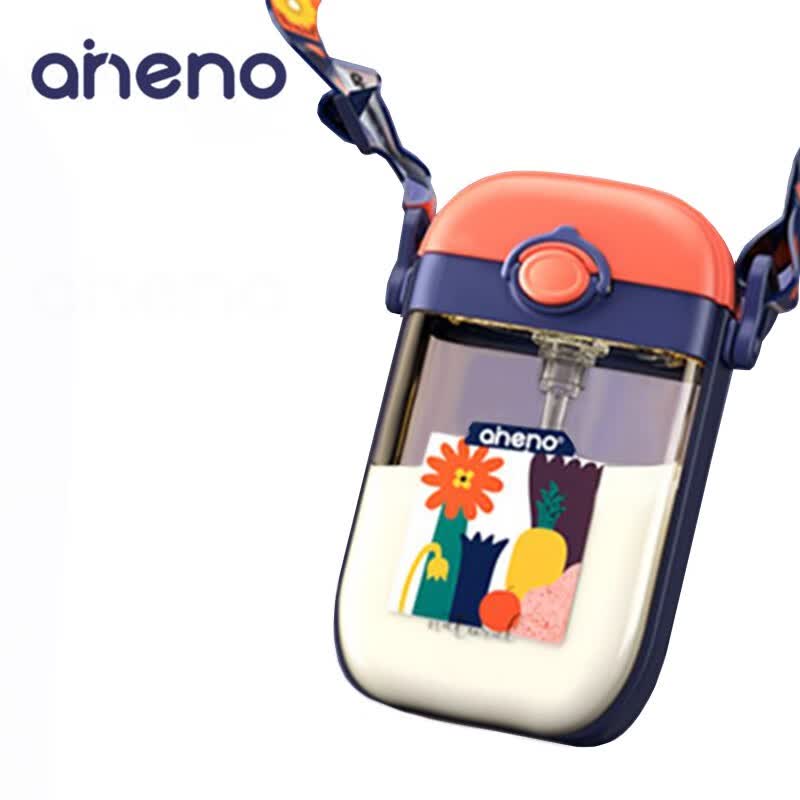 恩尼诺(aneno)儿童水杯PPSU防摔吸管杯宝宝重力球水杯幼儿园小学喝水杯 A204诺方杯 380ml 朵拉蓝