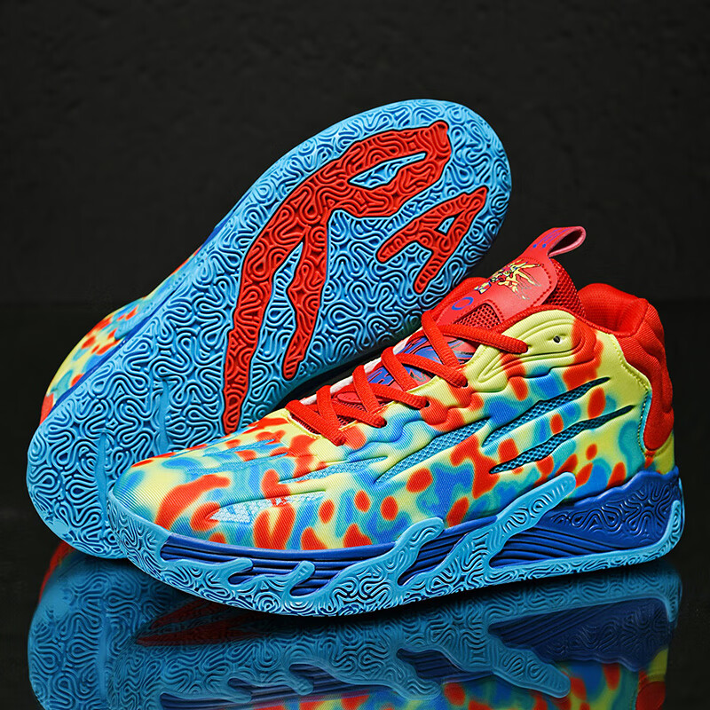 kuny出口三球三代拉梅洛鲍尔mb01篮球鞋初中生低帮实战运动鞋摩擦有响