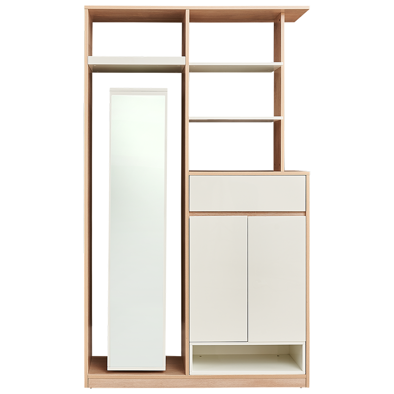 全友家居 北欧客厅隔断柜 入户玄关酒柜 多功能隔厅柜子带穿衣镜 126311(闪) 隔厅柜