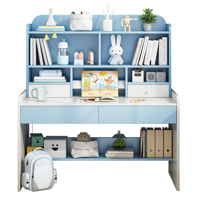 尋巧书桌书柜组合台式电脑桌中小学生写字桌可升降家用卧室学习桌作业桌简约课桌子 糖果粉100CM