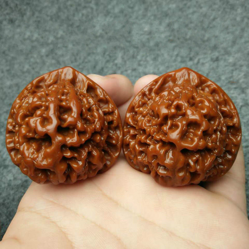 锦鼎机刷包浆麒麟纹王勇官帽 核桃练手大官帽 包浆玉化核桃尺寸46左