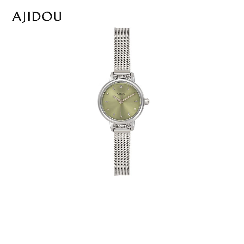 ajidou七夕礼物阿吉豆休闲时尚圆盘女士手表 银色 2.1mm