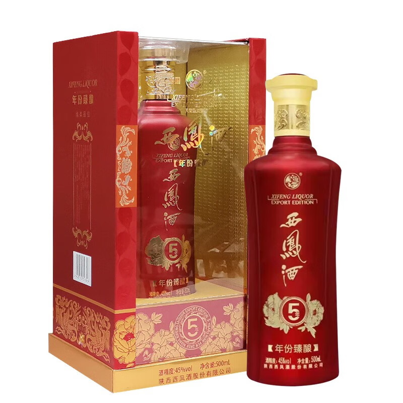 西凤酒45度年份臻酿5年西凤酒绵柔凤香型白酒 单瓶