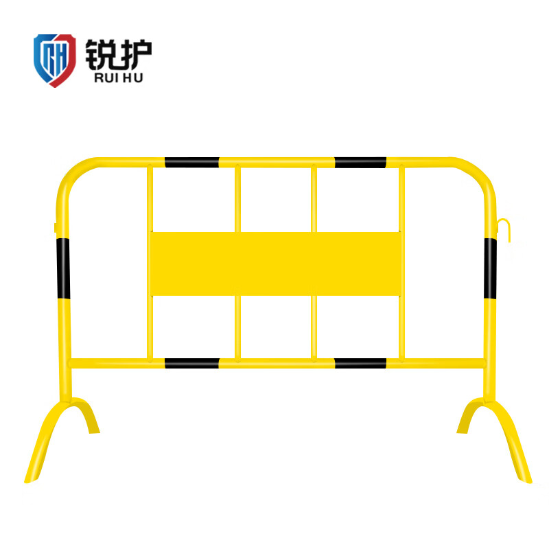 锐护 铁马护栏 1.5米长*1米高带板 公路施工商场排队围栏 脚可拆卸 黄漆黑膜 1件